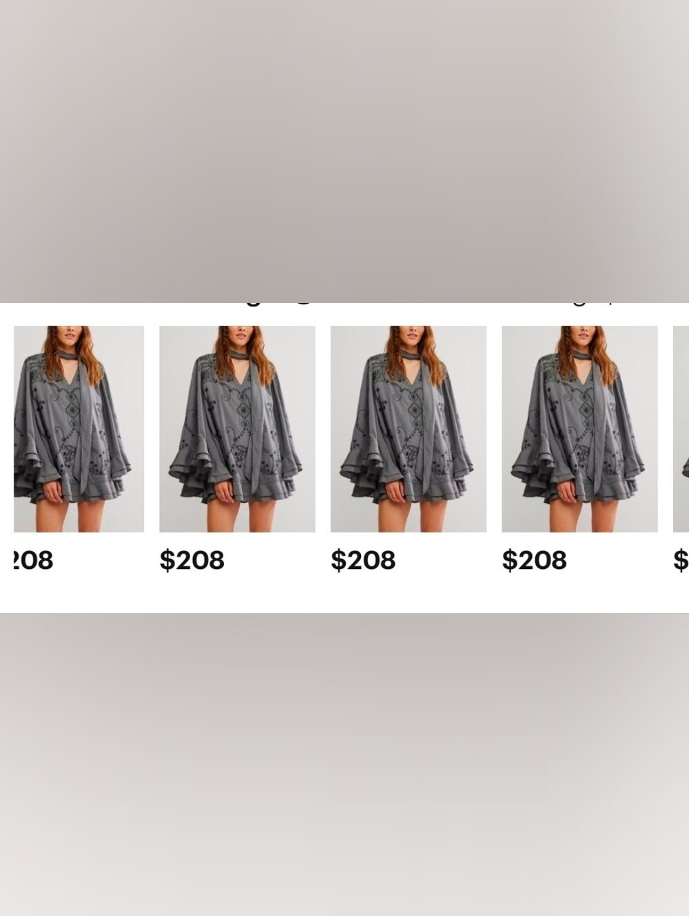FREE PEOPLE Bali September Sun Mini Dress/Tunic Charcoal Grey Medium NWT$298 - Picture 12 of 12